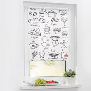 Store enrouleur menu Tissu - Noir / Blanc - 100 x 150 cm