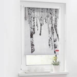 Store enrouleur forêt de bouleaux Tissu - Blanc / Noir - 80 x 150 cm