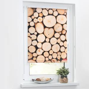 Klemmfix-Rollo Holzstapel Webstoff - Braun - 120 x 150 cm