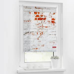 Klemmfix-Rollo Mauer Webstoff - Weiß / Rot - 120 x 150 cm