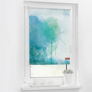 Store enrouleur aquarelle Tissu - Bleu / Vert - 120 x 150 cm