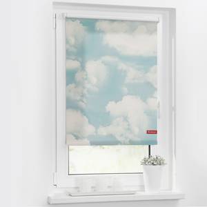 Store enrouleur nuages Tissu - Bleu clair / Blanc - 70 x 150 cm