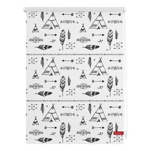 Store enrouleur Tipi Tissu - Noir / Blanc - 80 x 150 cm