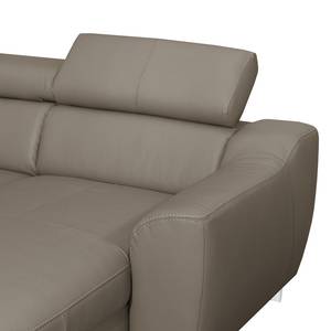 Ecksofa Burnside I Echtleder / Kunstleder - Taupe - Longchair davorstehend links - Mit Schlaffunktion