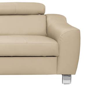 Ecksofa Burnside II Echtleder / Kunstleder - Warmes Beige - Ottomane davorstehend links - Ohne Schlaffunktion