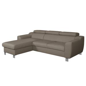 Ecksofa Burnside I Echtleder / Kunstleder - Taupe - Longchair davorstehend links - Ohne Schlaffunktion