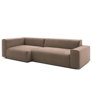 Ecksofa Greenvale I Microfaser - Kokosnuss Braun - Longchair davorstehend links - Ohne Hocker