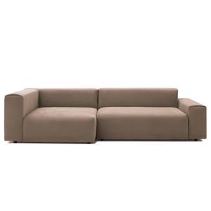 Hoekbank Greenvale I microvezel - Kokosnoot bruin - Longchair vooraanzicht links - Zonder hocker