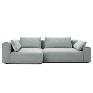 Ecksofa Greenvale I Microfaser - Lichtgrau - Longchair davorstehend links - Ohne Hocker