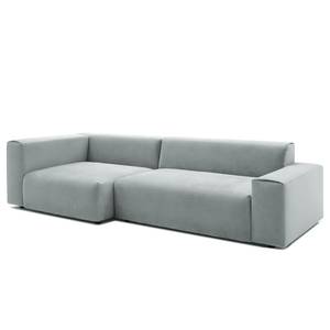 Ecksofa Greenvale I Microfaser - Lichtgrau - Longchair davorstehend links - Ohne Hocker