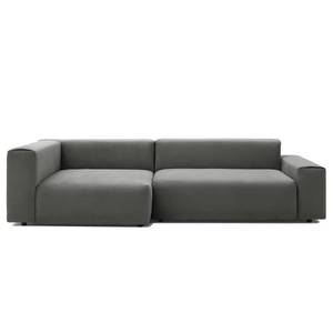 Ecksofa Greenvale I Microfaser - Dunkelgrau - Longchair davorstehend links - Ohne Hocker