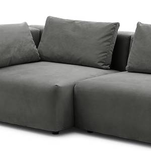 Ecksofa Greenvale I Microfaser - Dunkelgrau - Longchair davorstehend links - Ohne Hocker