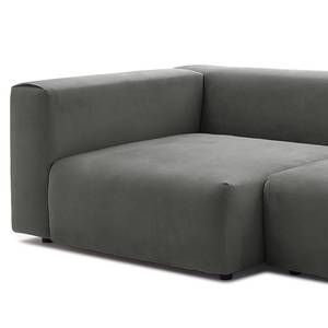 Ecksofa Greenvale I Microfaser - Dunkelgrau - Longchair davorstehend links - Ohne Hocker