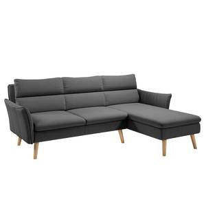 Ecksofa Alpine I Webstoff - Dunkelgrau - Longchair davorstehend rechts