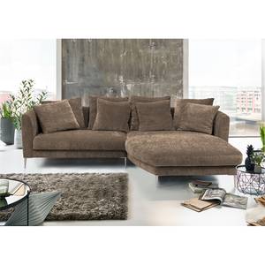 Ecksofa Gibbes I Chenille - Braun - Longchair davorstehend rechts