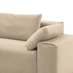 Canapé d’angle Greenvale I Microfibre - Beige chaud - Méridienne courte à gauche (vue de face) - Avec repose-pieds