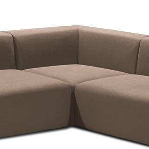 Zithoek Greenvale I microvezel - Kokosnoot bruin - Longchair vooraanzicht links - Met hocker