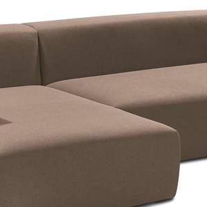 Zithoek Greenvale I microvezel - Kokosnoot bruin - Longchair vooraanzicht links - Met hocker