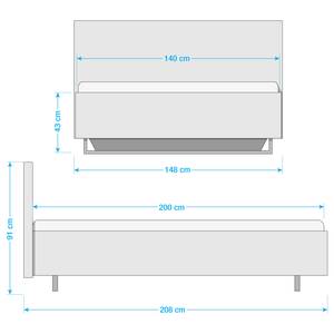 Lit SKØP III Gris clair / Blanc - 140 x 200cm