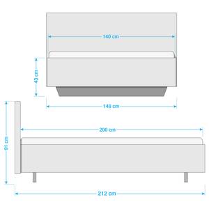 Bed SKØP Lichtgrijs/antracietkleurig - 140 x 200cm