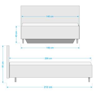 Lit SKØP I Gris clair / Anthracite - 140 x 200cm