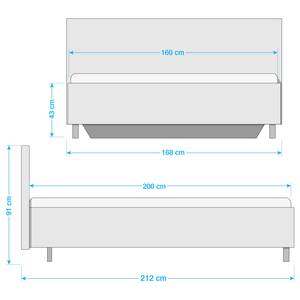 Bed SKØP II Lichtgrijs/wit - 160 x 200cm