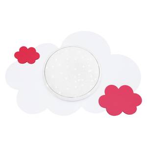 Plafonnier Wolke Starlight II Bouleau massif / Matière plastique - 1 ampoule - Rouge pastel