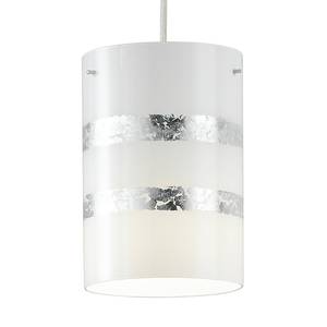 Hanglamp Nikosia I glas/ijzer - 1 lichtbron - Wit/zilverkleurig