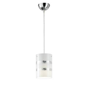 Hanglamp Nikosia I glas/ijzer - 1 lichtbron - Wit/zilverkleurig