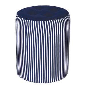 Pouf Elias Tissu - Bleu / Blanc