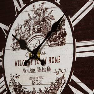 Horloge murale Welcome MDF - Noir / Blanc