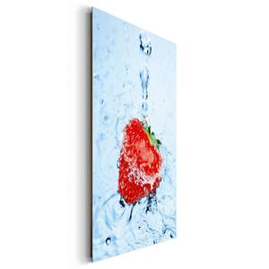 Bild Erdbeere auf Eis Rot - Holzwerkstoff - Papier - 60 x 90 x 2 cm