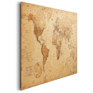 Afbeelding Wereldkaart I Beige - Plaatmateriaal - Papier - 90 x 60 x 2 cm