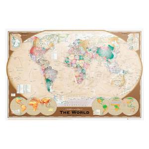Bild Weltkarte Vintage I Gold - Holzwerkstoff - Papier - 90 x 60 x 2 cm