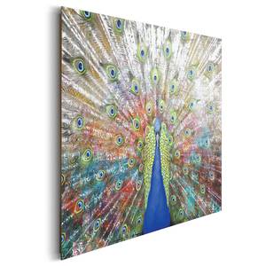 Bild Der Pfau Multicolor - Holzwerkstoff - Papier - 90 x 60 x 2 cm