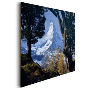 Bild Matterhorn Blau - Holzwerkstoff - Papier - 90 x 60 x 2 cm