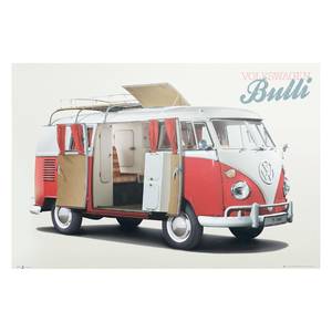 Bild VW Camper II Rot - Holzwerkstoff - Papier - 90 x 60 x 2 cm