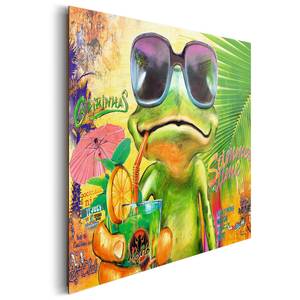 Bild Sommerzeit Frosch Grün - Holzwerkstoff - Papier - 90 x 60 x 2 cm