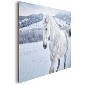 Bild Pferd im Schnee Weiß - Holzwerkstoff - Papier - 90 x 60 x 2 cm