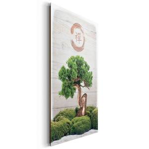 Tableau déco Bonzai Zen Vert - Bois manufacturé - Papier - 60 x 90 x 2 cm
