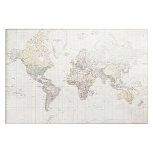 Afbeelding Wereldkaart Vintage II Beige - Plaatmateriaal - Papier - 90 x 60 x 2 cm