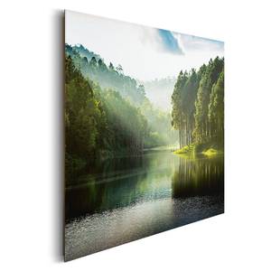 Bild Mystischer Wald Grün - Holzwerkstoff - Papier - 90 x 60 x 2 cm
