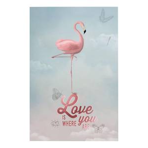 Afbeelding Flamingo Love Roze - Plaatmateriaal - Papier - 60 x 90 x 2 cm