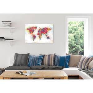 Afbeelding Wereldkaart III Meerkleurig - Plaatmateriaal - Papier - 90 x 60 x 2 cm