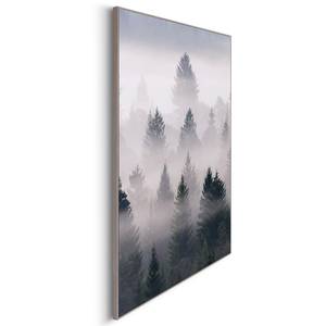Bild Tannen im Nebel Grün - Holzwerkstoff - Papier - 50 x 70 x 1.2 cm