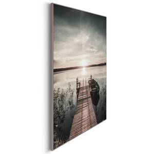 Bild Chillen am See Blau - Holzwerkstoff - Papier - 50 x 70 x 1.2 cm