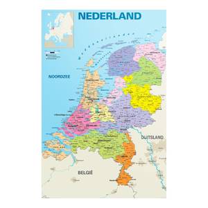 Bild Schulkarte Niederlande Multicolor - Holzwerkstoff - Papier - 60 x 90 x 2 cm
