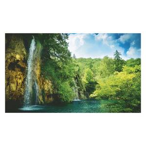 Bild Wasserfall am See Grün - Holzwerkstoff - Papier - 118 x 70 x 2 cm