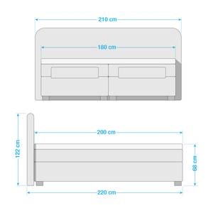 Boxspring Tupa geweven stof - Zwart/antraciet