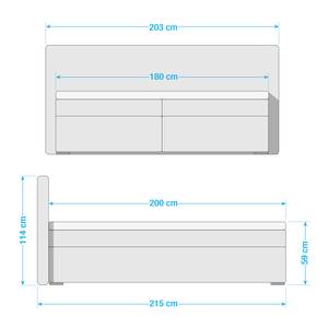 Boxspringbett Marangaroo Webstoff - Silber - 180 x 200cm